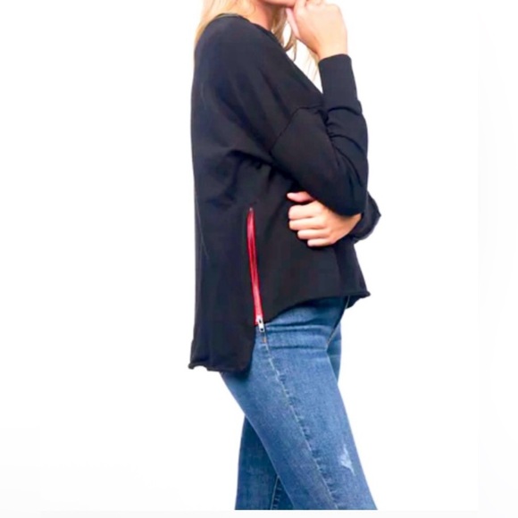 Etienne Marcel Black Sweater with Red zippers - Picture 2 of 8